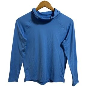 Crewcuts Boys Rashguard Blue Performance Hooded Shirt UPF Pullover L 10/12 NWT